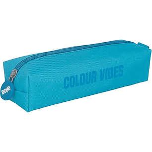 Dohe Colour Vibes Portatodo Cuadrado - Cierre con Cremallera y Tirador de Goma - Color Azul Cyan