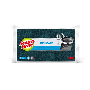 Scotch-Brite Delicate Pack de 3 Estropajos de Cocina - No Raya - Color Verde Oscuro