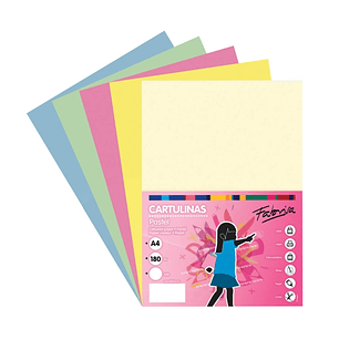 Fabrisa Pack de 50 Cartulinas 180 g/m² - Tamaño A4 - Colores Pastel Surtidos