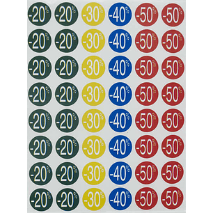 Apli Etiquetas de Descuento -20%/-50% Ø 24mm 5 Hojas