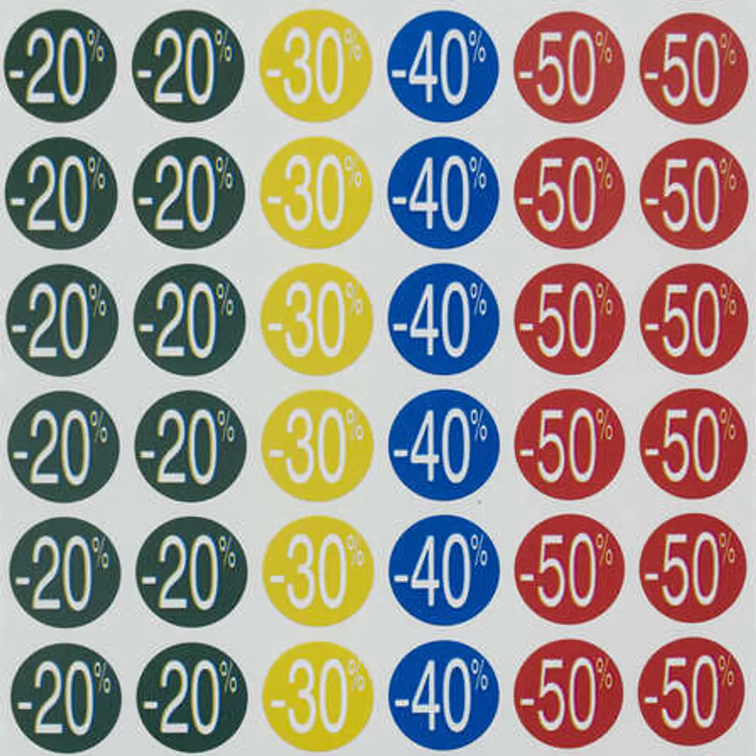 Apli Etiquetas de Descuento -20%/-50% Ø 24mm 5 Hojas 1