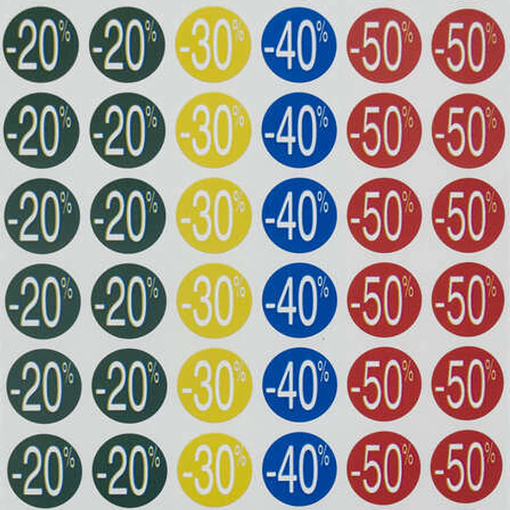 Apli Etiquetas de Descuento -20%/-50% Ø 24mm 5 Hojas 1
