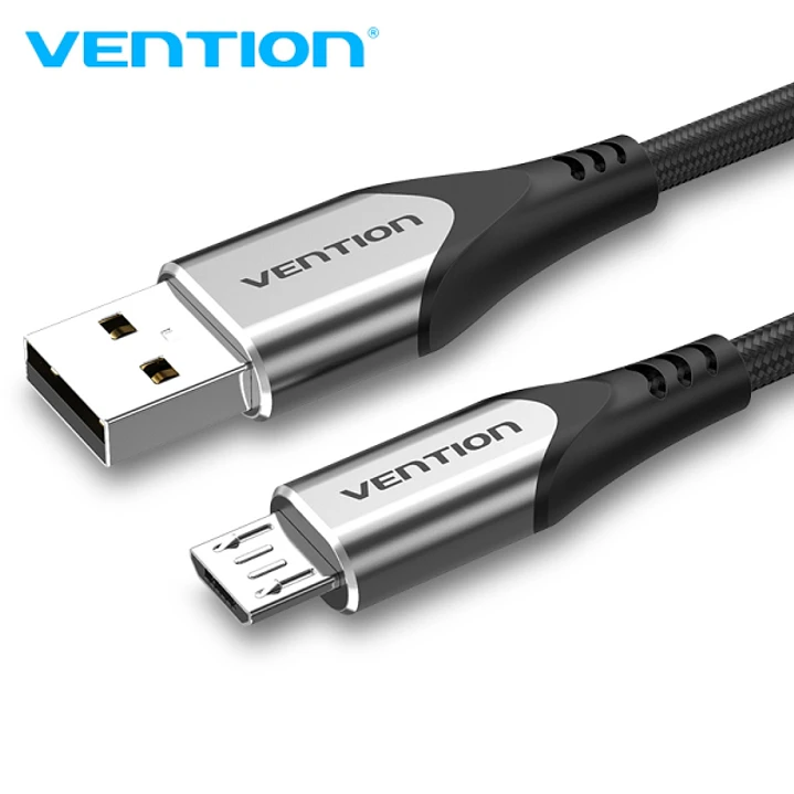 Vention Cable Micro USB Reversible - Carga Rapida 3A - Transmision 480Mbps - Durabilidad Mejorada - Proteccion de Bateria - Color Gris 1