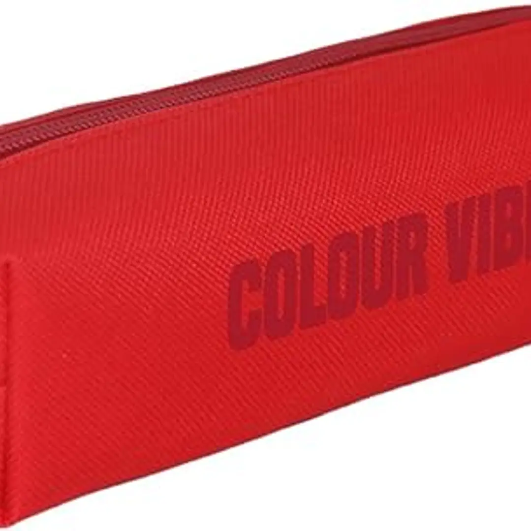 Dohe Colour Vibes Portatodo Cuadrado - Cierre con Cremallera y Tirador de Goma - Color Rojo 1