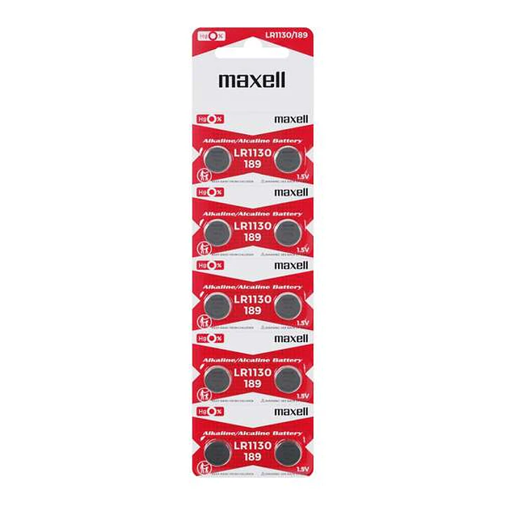 Maxell Pack de 10 Pilas Alcalinas de Boton LR1130 1.5V 1