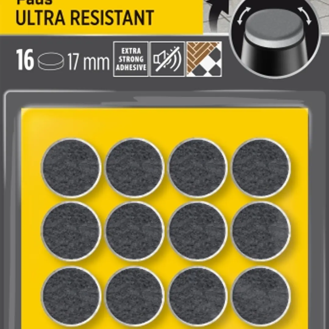 Scotch Pack de 16 Almohadillas de Fieltro Adhesivas - Ultra Resistentes - Diametro de 17mm - Color Blanco/Gris 1