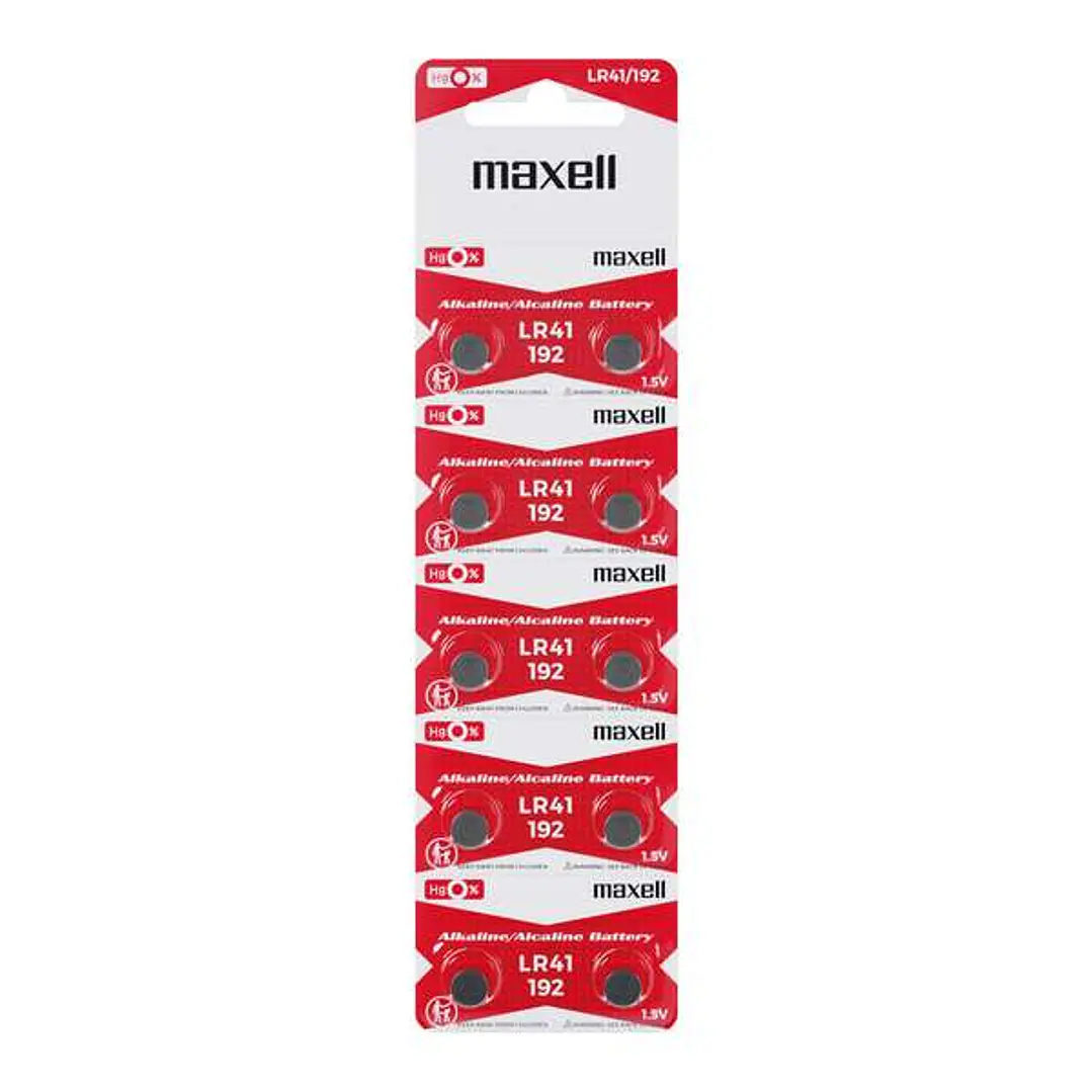 Maxell Pack de 10 Pilas Alcalinas de Boton LR41 1.5V 1