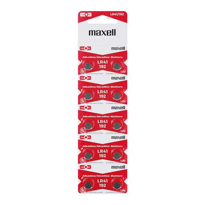 Maxell Pack de 10 Pilas Alcalinas de Boton LR41 1.5V 1