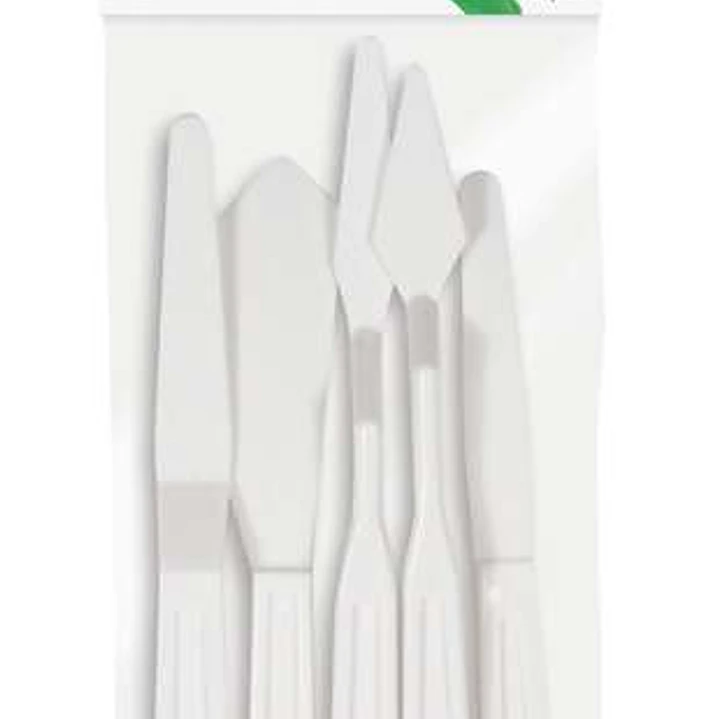 Daler Rowney Simply Pack de 5 Espatulas de Plastico - Diferentes Formas - Plastico Duradero - Color Blanco 1