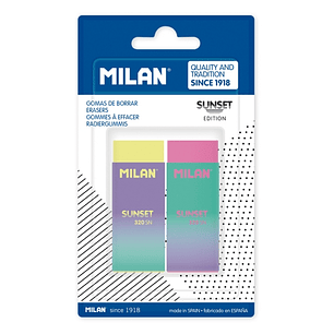 Milan Nata 320 Sunset Pack de 2 Gomas de Borrar - No Abrasiva - Colores Surtidos