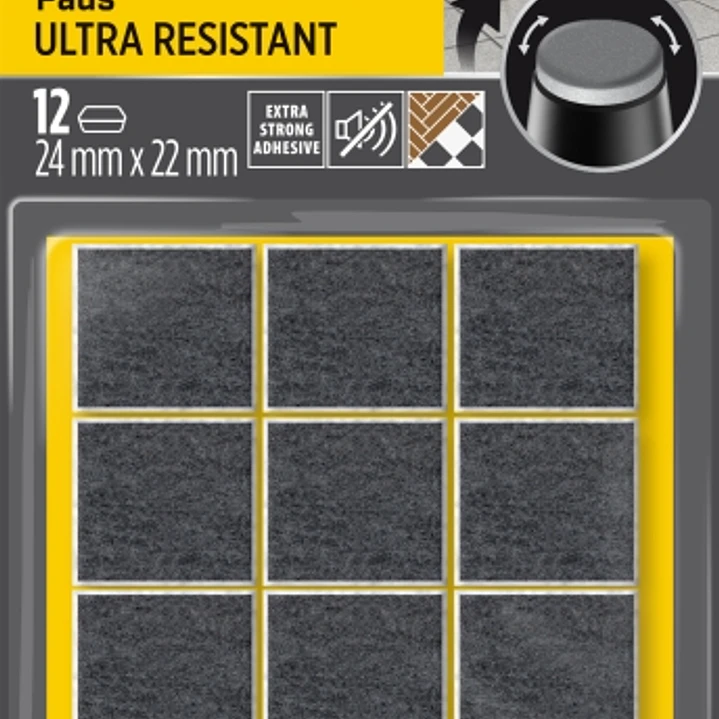 Scotch Pack de 12 Almohadillas de Fieltro Adhesivas - Ultra Resistentes - 24x22mm - Color Blanco/Gris 1