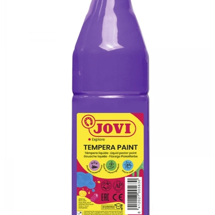 Jovi Tempera Paint Tempera Liquida 500ml - Base Agua - Lista para Usar - Alto Poder Cubriente - Secado Rapido - Excelente Fluidez - Adherencia en Mult 1
