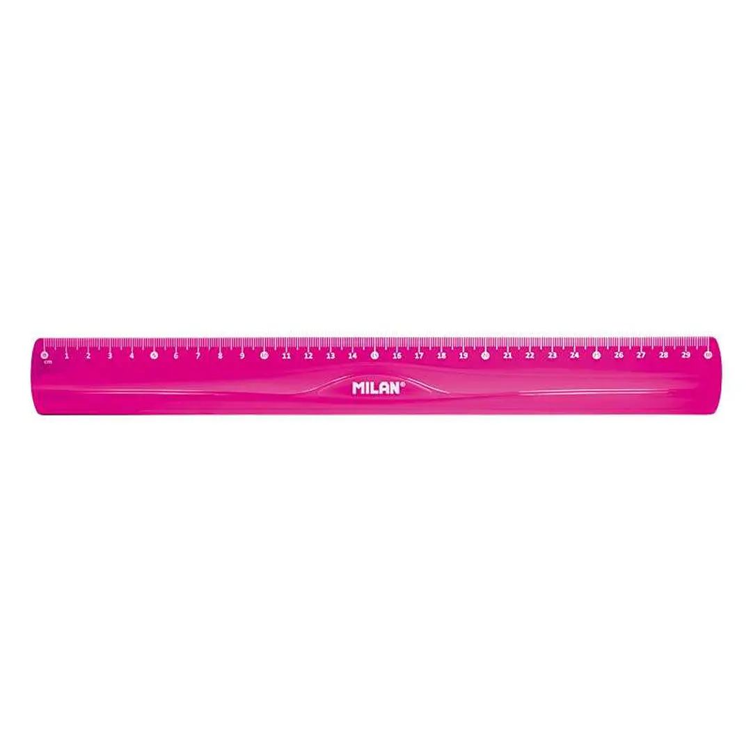 Milan Regla Flexible y Resistente - Longitud 30cm - Color Rosa Translucido 1