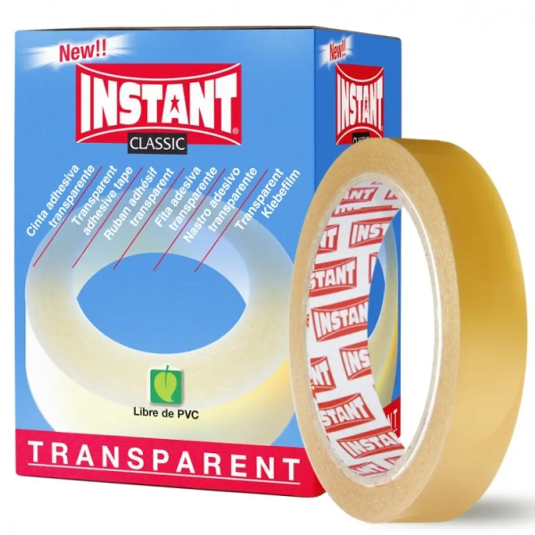 Instant Classic Cinta Adhesiva Transparente 19mm x 66m - Libre de PVC - Transparente 1