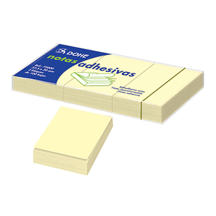Dohe Pack de 3 Blocs de 100 Notas Reposicionables - Tamaño 37,5x50mm - Papel de 75gr - Ideal para Oficina y Escuela - Color Amarillo Claro