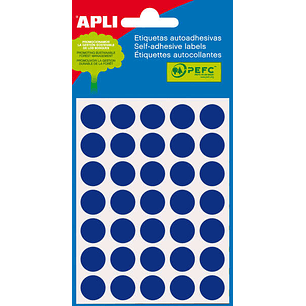 Apli Minibolsa de 175 Etiquetas Redondas Ø 13.0mm - 5 Hojas por 35 Etiquetas - Adhesivo Permanente - Aptas para Escritura con Lapiz, Boligrafo y Rotul