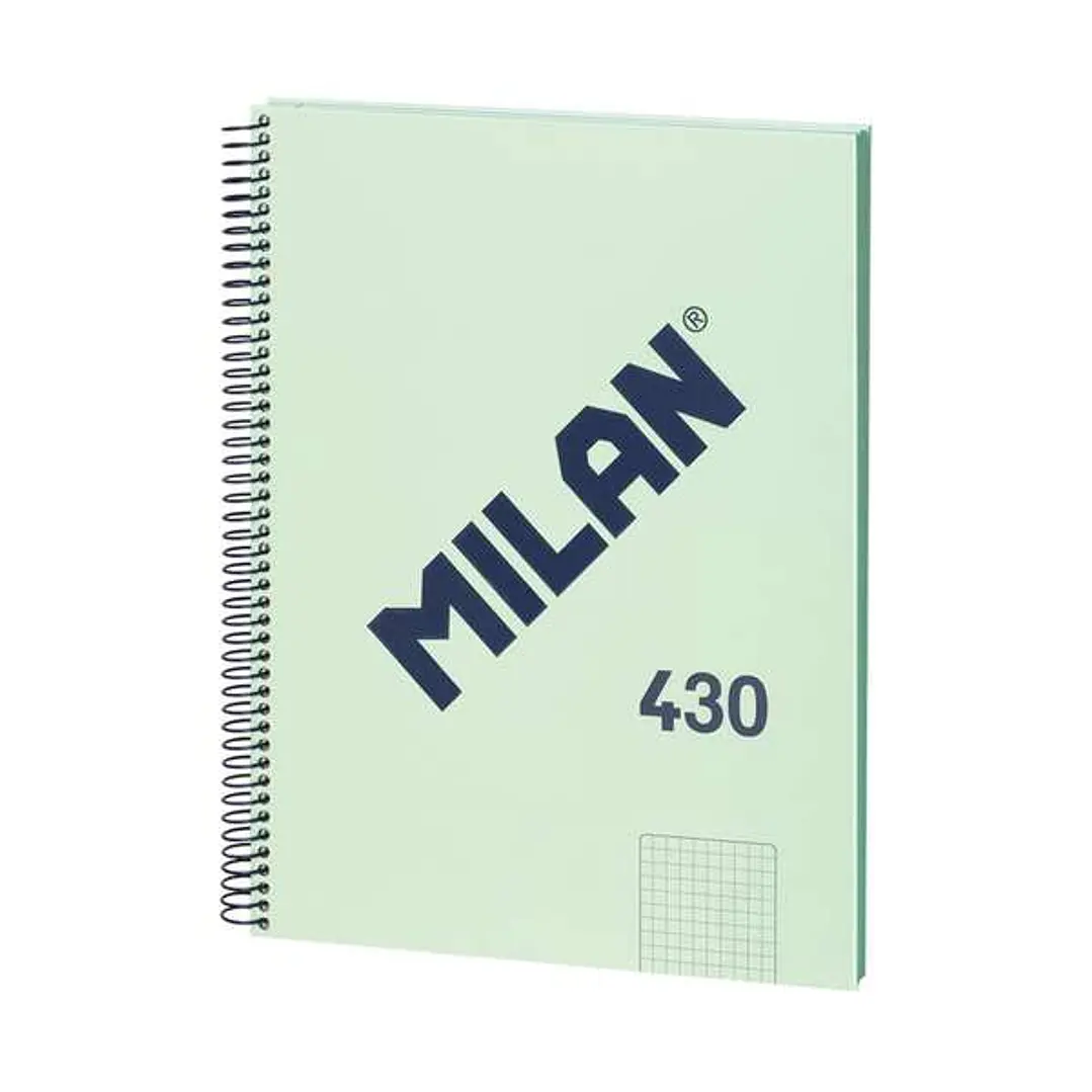 Milan Serie 1918 Cuaderno Espiral Formato A4 Cuadricula 5x5mm - 80 Hojas de 95 gr/m2 - Microperforado, 4 Taladros - Color Verde 1