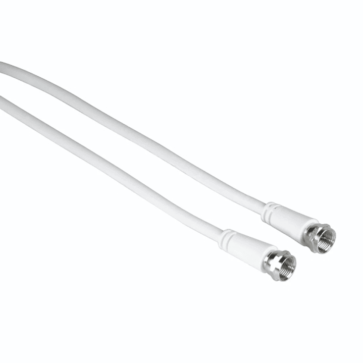 Hama Entry Cable Coaxial de Antena - Longitud 1.5m - Conector F Macho - Doble Blindaje - Apantallamiento 75dB - Impedancia 75Ohm - Color Blanco 1