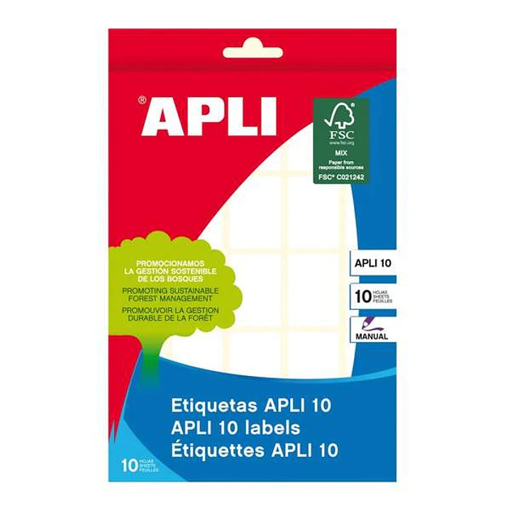 Apli Pack de 250 Etiquetas Permanentes 19x27mm - Aptas para Escritura Manual - Color Blanco 1