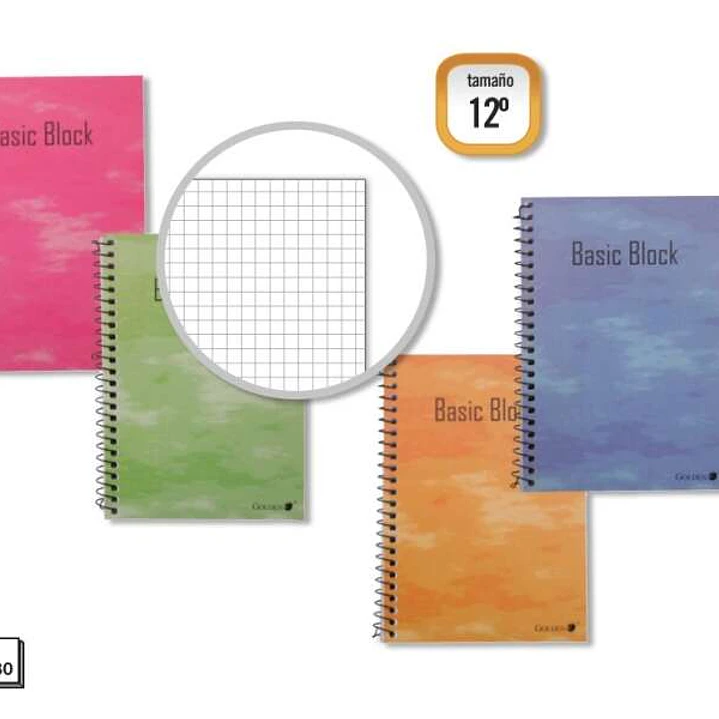 Golden Cuaderno Espiral 12º Natural (85x125mm) 80 Hojas 60gr Cuadricula - Margen Remarcado - Tapa Normal Plastificada - Colores Surtidos 1