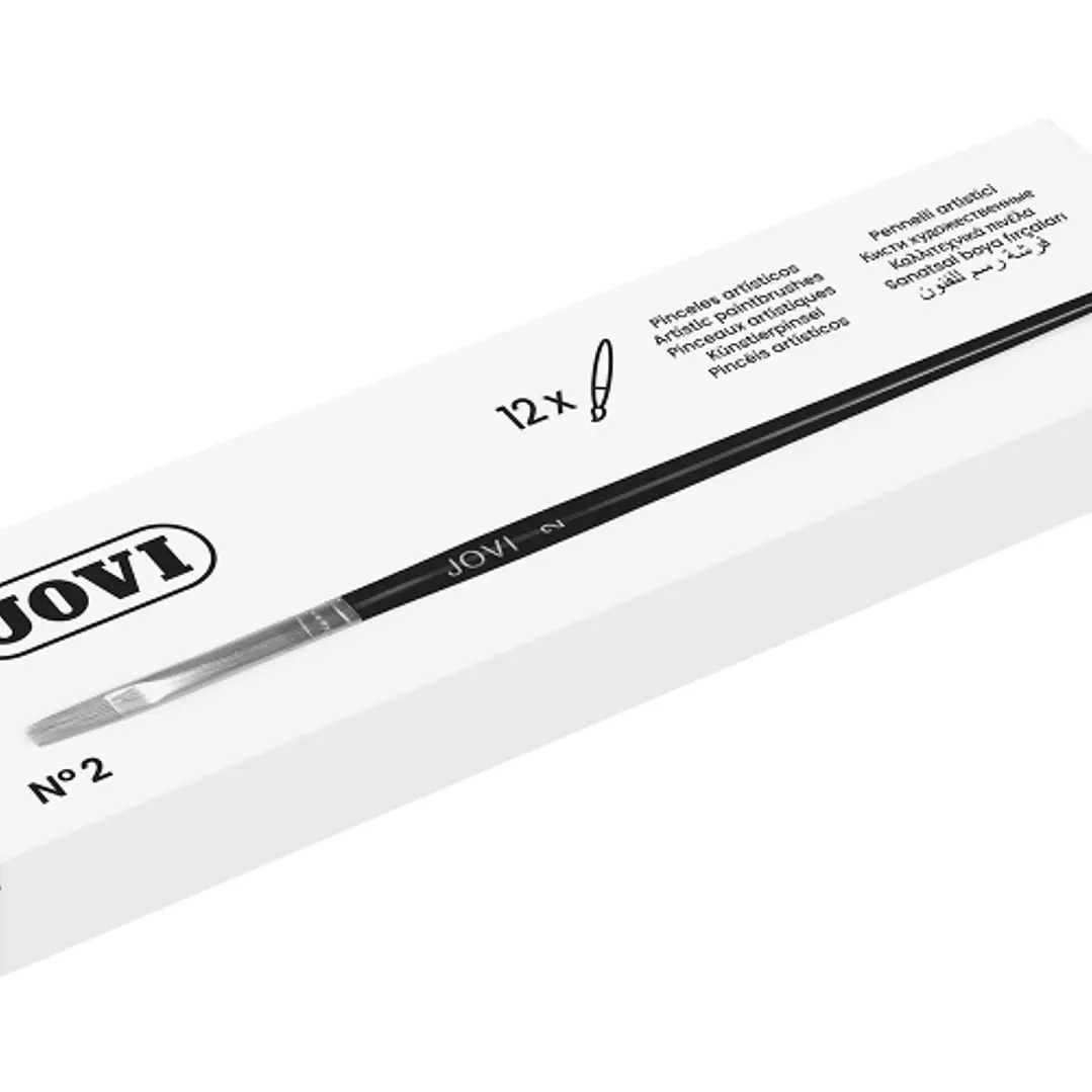 Jovi Pinceles Artisticos Planos Pelo de Cerda Nº 2 - Pelo Natural - Mango de Madera - Punta Plana - Pelo Duro - Color Varios 1