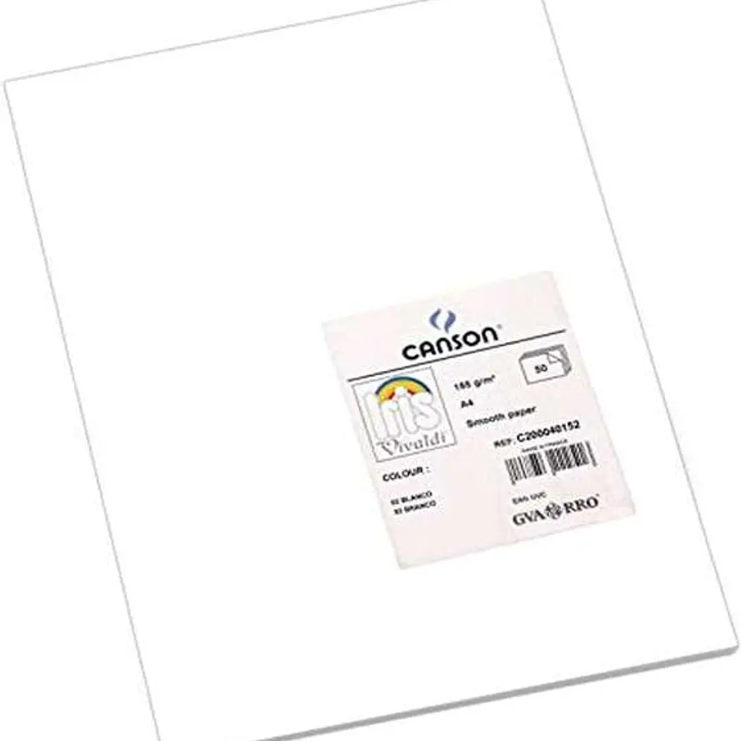 Canson Guarro Pack de 50 Cartulinas Iris A4 de 185g - 21x29.7cm - Color Blanco 1