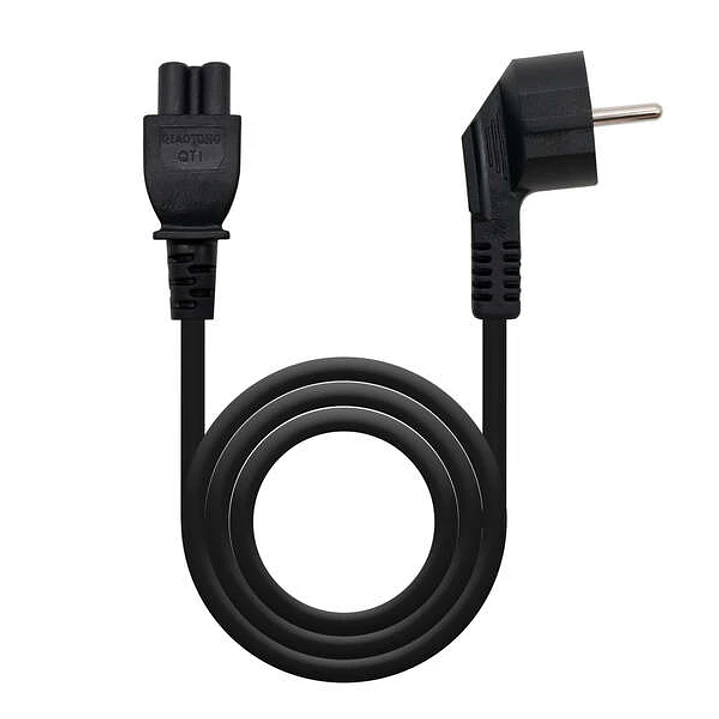 Nanocable Cable de Alimentacion CEE7 Acodado Macho a M-C5 Hembra Trebol 1.50m - Color Negro 1