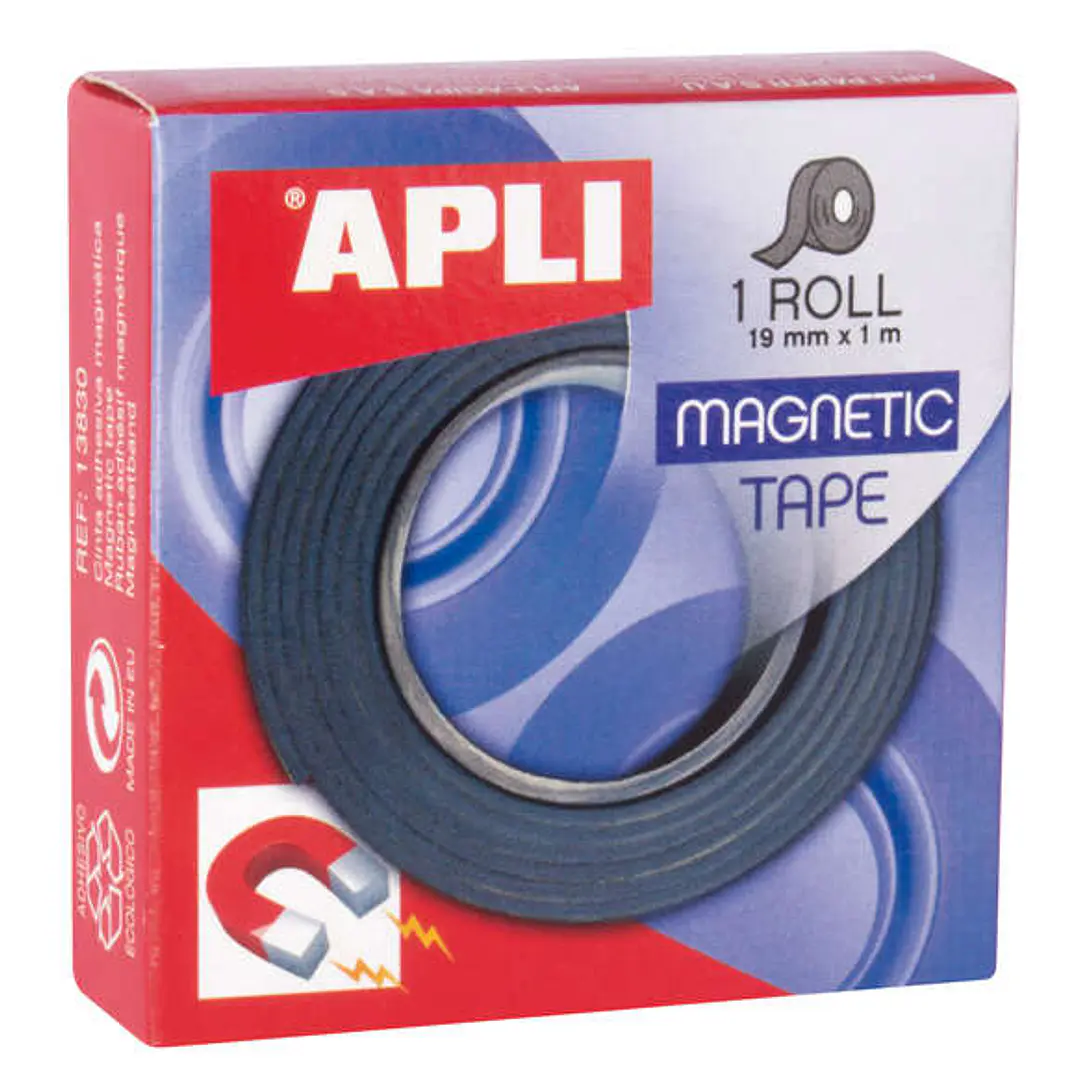 Apli Cinta Adhesiva Magnetica 19mm x 1m - Facil de Cortar y Pegar - Ideal para Manualidades y Organizacion - Negra 1