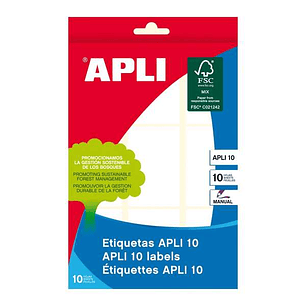 Apli Pack de 90 Etiquetas Rectangulares 34x53mm - 10 Hojas por 9 Etiquetas - Adhesivo Permanente - Ideal para Escribir sobre Ellas - Color Blanco