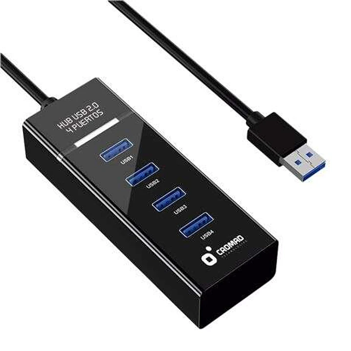 Cromad Cable USB 2.0 - Longitud 30cm - Indicador LED - Velocidad de Transferencia 480 Mbps - 4 Puertos - Sin Instalacion - Compatible con Todos los Si 1