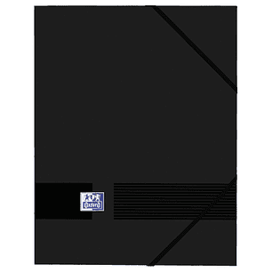Oxford Live & Go A4+ Carpeta de Gomas - Tapa de Plastico Opaco - 3 Solapas - Lomo de 30mm - Color Negro