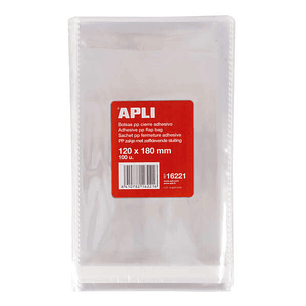 Apli Pack de 100 Bolsas Polipropileno Transparente con Cierre Adhesivo - Tamaño 120 x 180mm - Galga 120 - Alta Resistencia y Flexibilidad - Uso Alimen