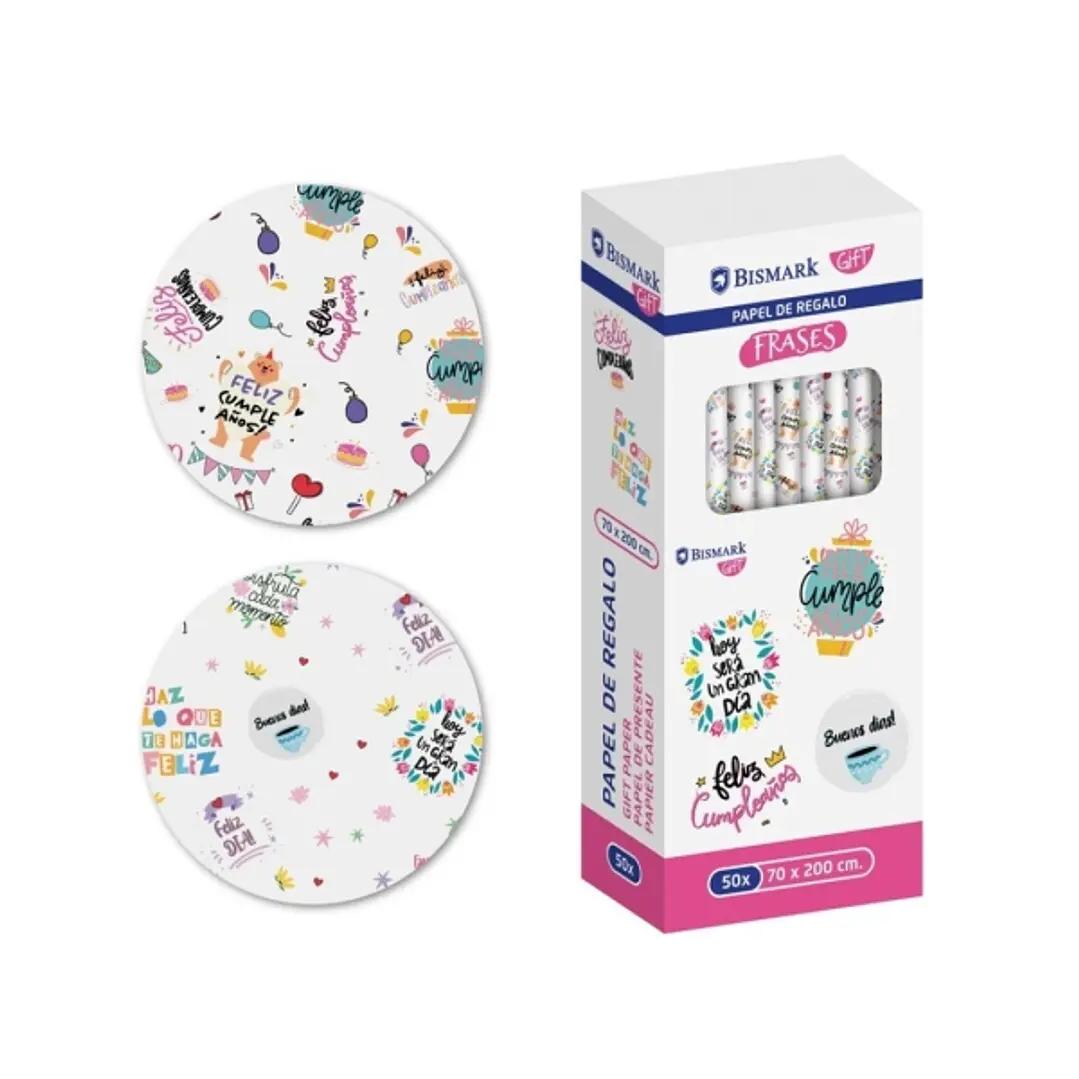 Bismark Frases Rollo de Papel Regalo - Medidas 70cmx200cm - 2 Diseños Diferentes 1