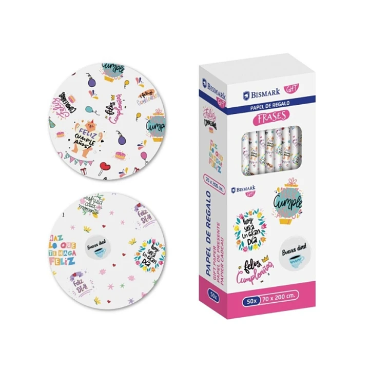 Bismark Frases Rollo de Papel Regalo - Medidas 70cmx200cm - 2 Diseños Diferentes 1