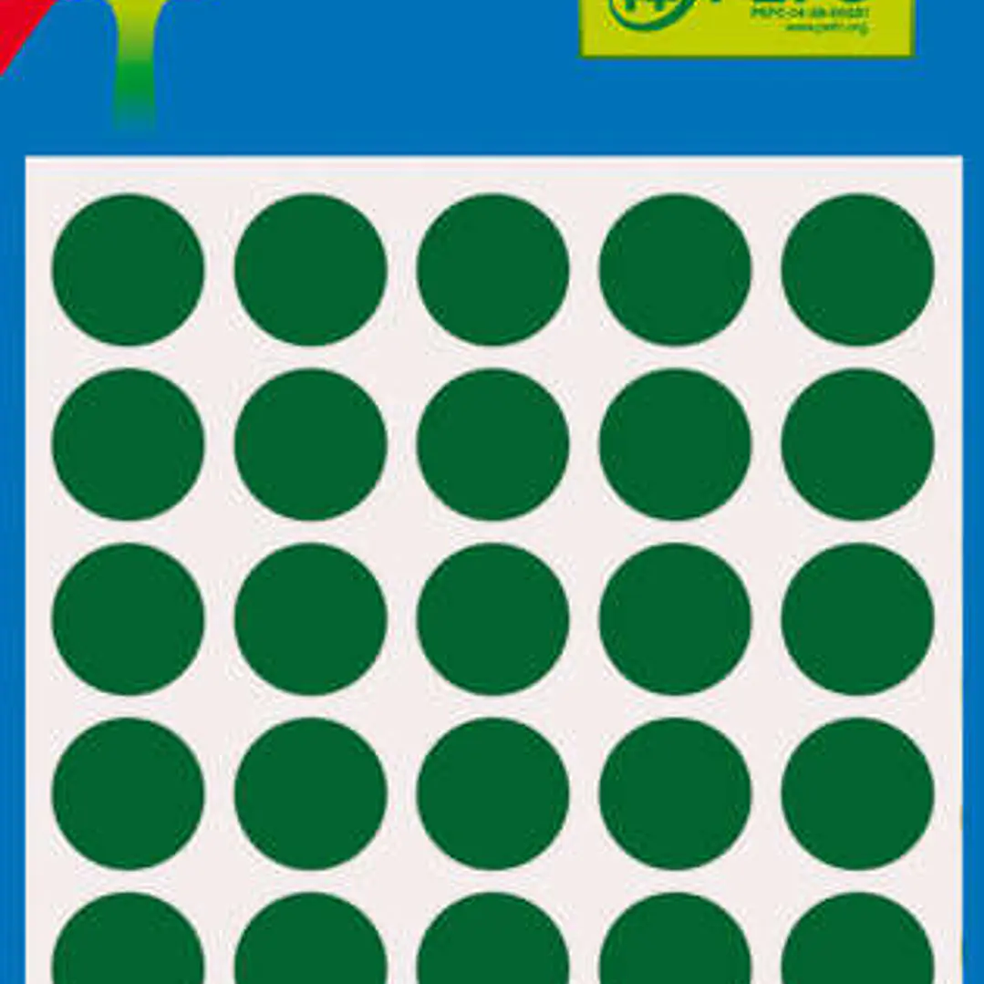 Apli Pack de 175 Etiquetas Redondas - Tamaño Ø 13mm - Aptas para Escritura Manual - Adhesivo Permanente - Color Verde 1