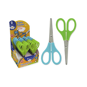 Bismark Kids Tijera Escolar 13cm - Mangos en Plastico - Punta Roma - Colores Azul y Verde