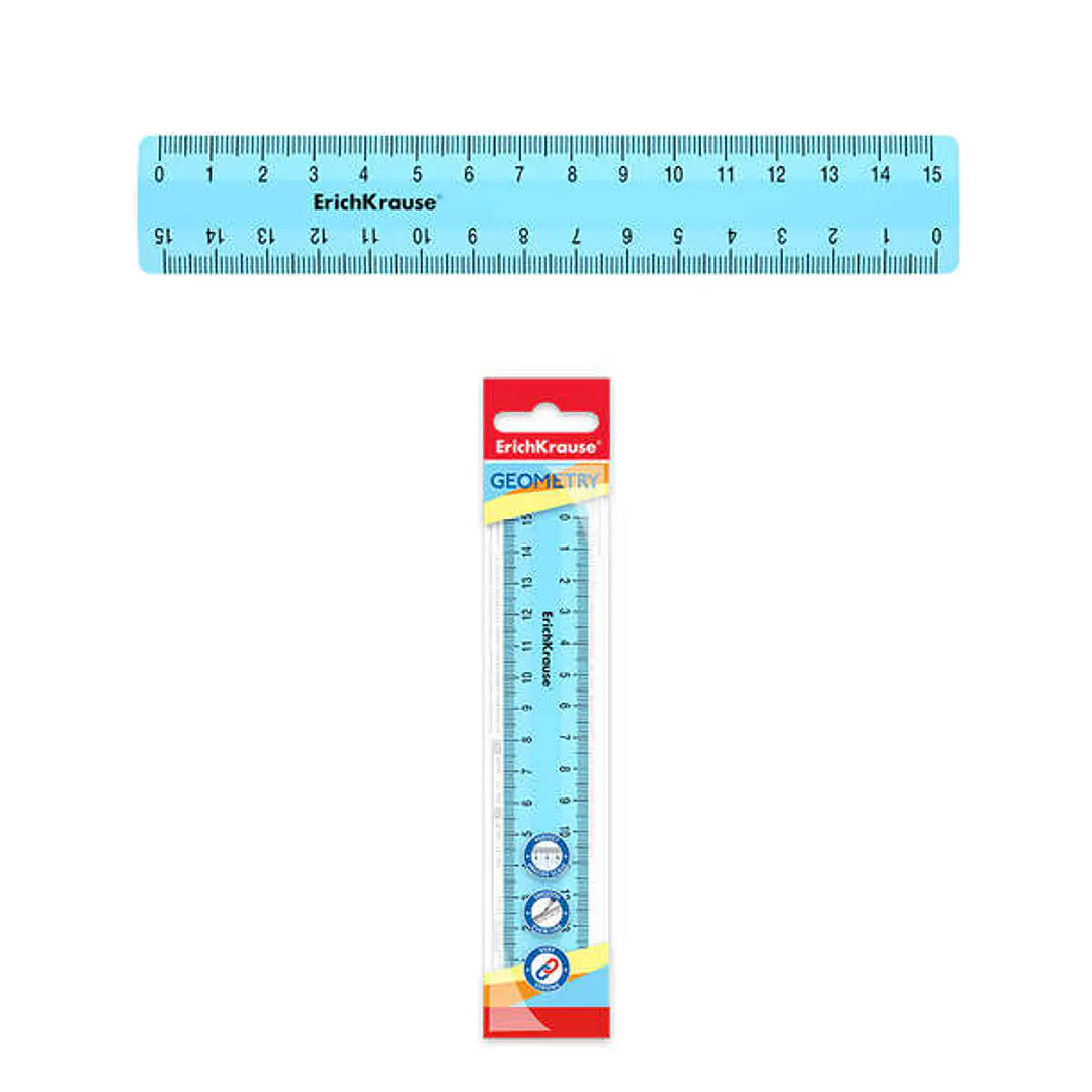 Erichkrause Pastel Regla 15cm - Perfecta para Uso Escolar o de Oficina - Color Azul Pastel 1
