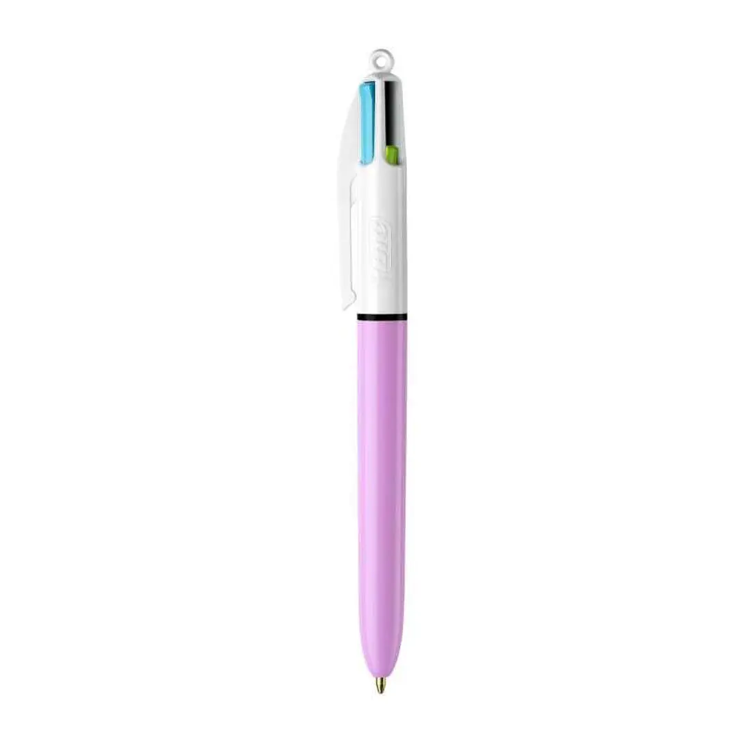 Bic 4 Colours Fun Boligrafo de Bola Retractil - Punta Media de 1.0mm - Tinta con Base de Aceite - Tinta de Colores: Rosa, Morado, Turquesa y Verde Lim 1