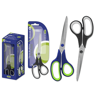 Bismark Tijeras de Oficina Acero Inoxidable 21cm - Empuñadura Ergonomica - Muy Ligeras y Resistentes - Colores Surtidos Aleatorios