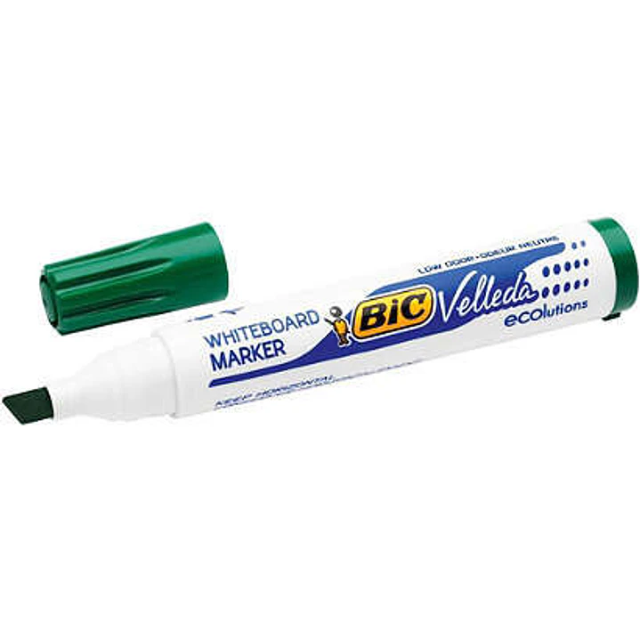 Bic Velleda 1751 ECOlutions Marcadores para Pizarra - Punta Biselada - Trazo entre 3mm y 5.5mm - Tinta con Base de Alcohol - Ecologico - Borrado Optim 1