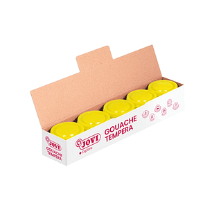 Jovi Bote de Tempera Escolar 35ml - Aplicacion en Multiples Superficies - Uso con Pincel, Rodillo o Espatula - Colores Mezclables - Color Amarillo