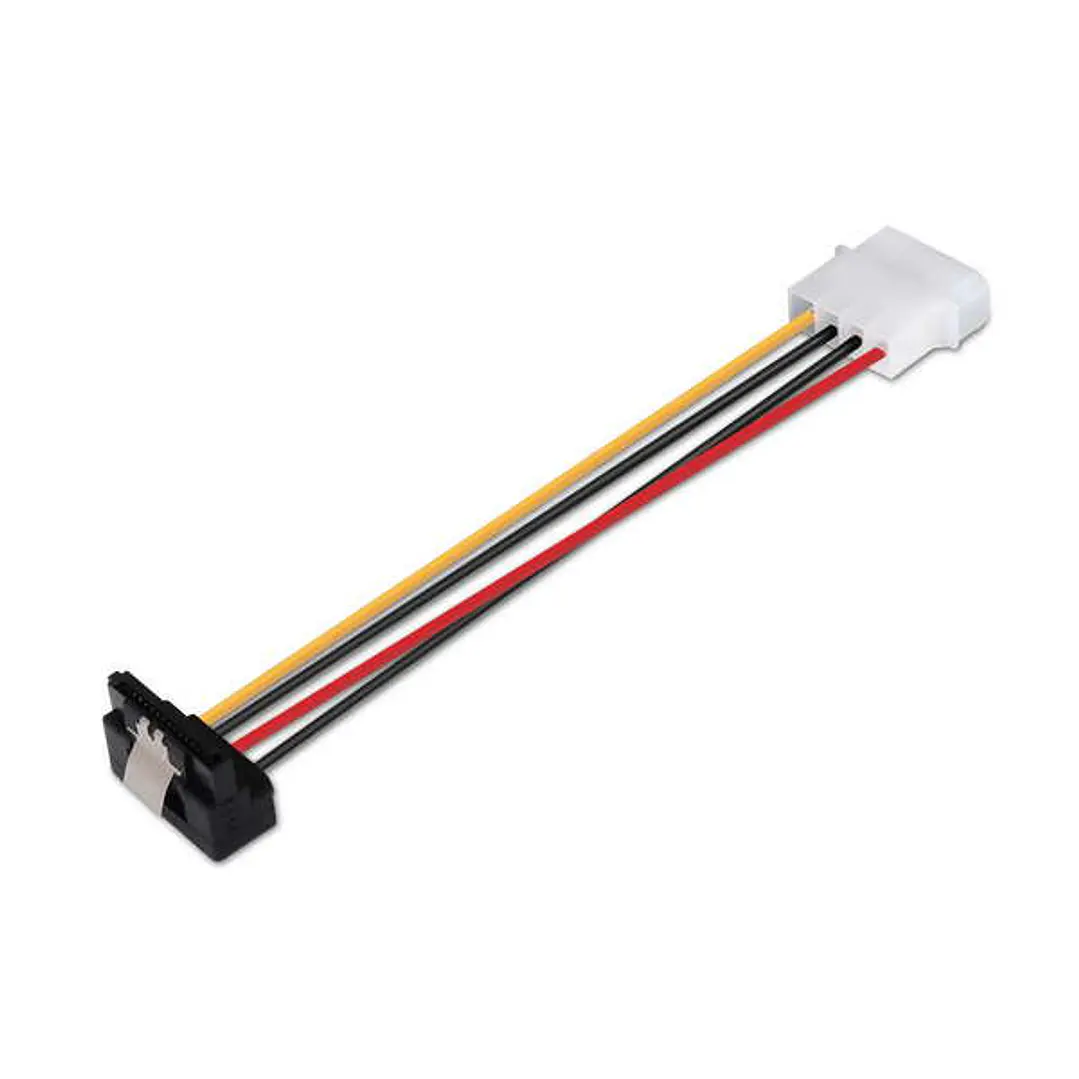 Aisens Cable SATA alim Acodado con Anclajes - Molex 4pin/M-SATA Hembra - 16cm - 100% Cobre - Color Negro 1