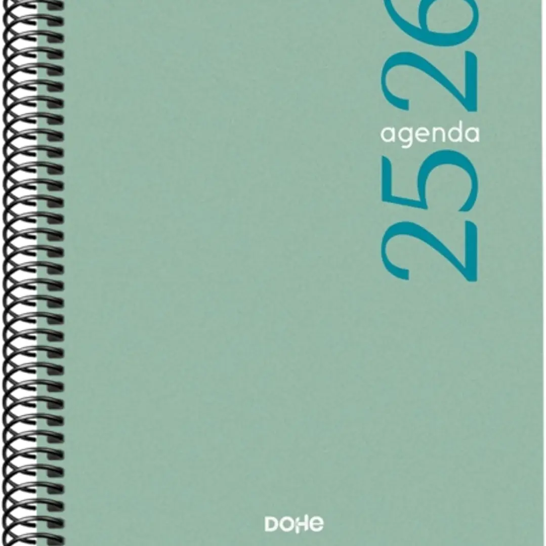 Dohe Esencial Agenda Escolar 25/26 Espiral A5 - Semana Vista - Papel 70g/m2 - Cubierta en Polipropileno - Color Verde 1