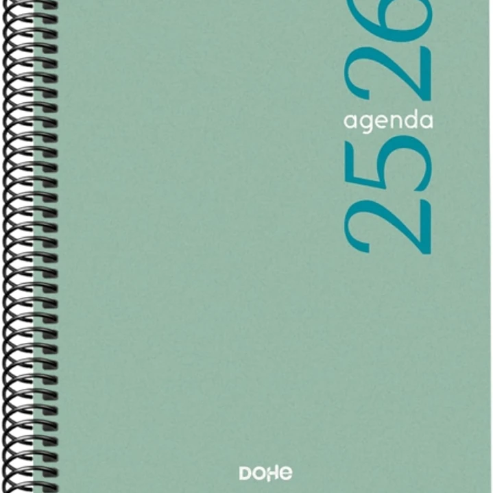 Dohe Esencial Agenda Escolar 25/26 Espiral A5 - Semana Vista - Papel 70g/m2 - Cubierta en Polipropileno - Color Verde 1