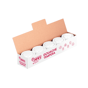 Jovi Bote de Tempera Escolar 35ml - Aplicacion en Multiples Superficies - Uso con Pincel, Rodillo o Espatula - Colores Mezclables - Color Blanco