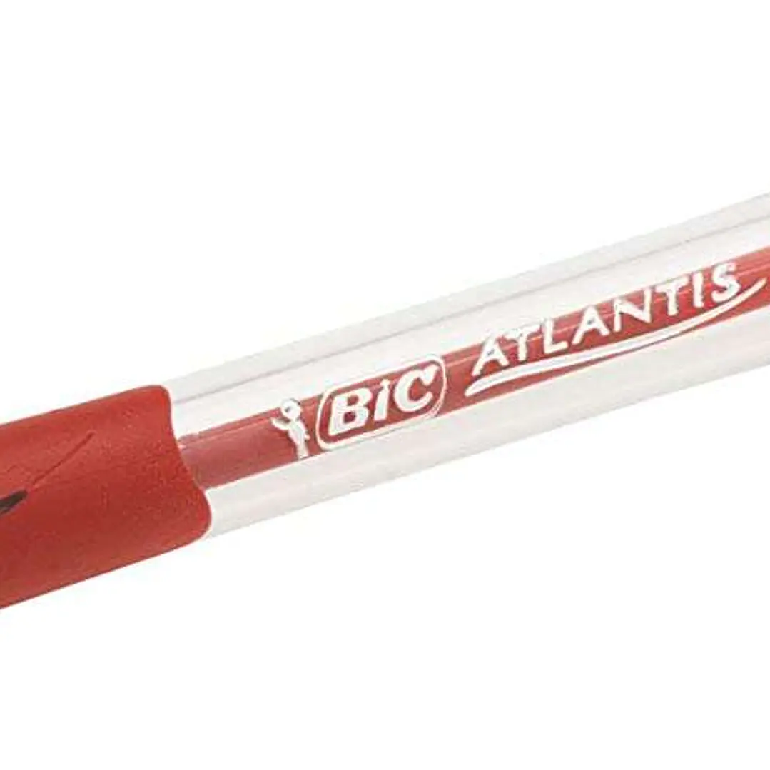 Bic Atlantis Classic Boligrafo Retractil - Punta de 1mm - Cuerpo Transparente con Grip - Color Rojo 1