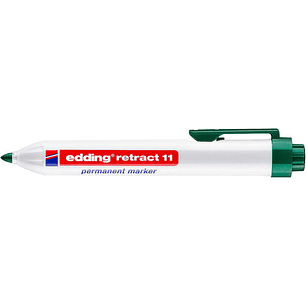 Edding Retract 11 Rotulador Permanente Retractil - Punta Redonda - Trazo entre 1.5 y 3mm - Recargable - Secado Rapido - Color Verde