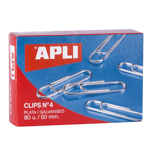 Apli Clips Alambre Nº 4 - 50mm - Acabado Galvanizado Plata - 80 Unidades por Caja - Organiza tus Documentos