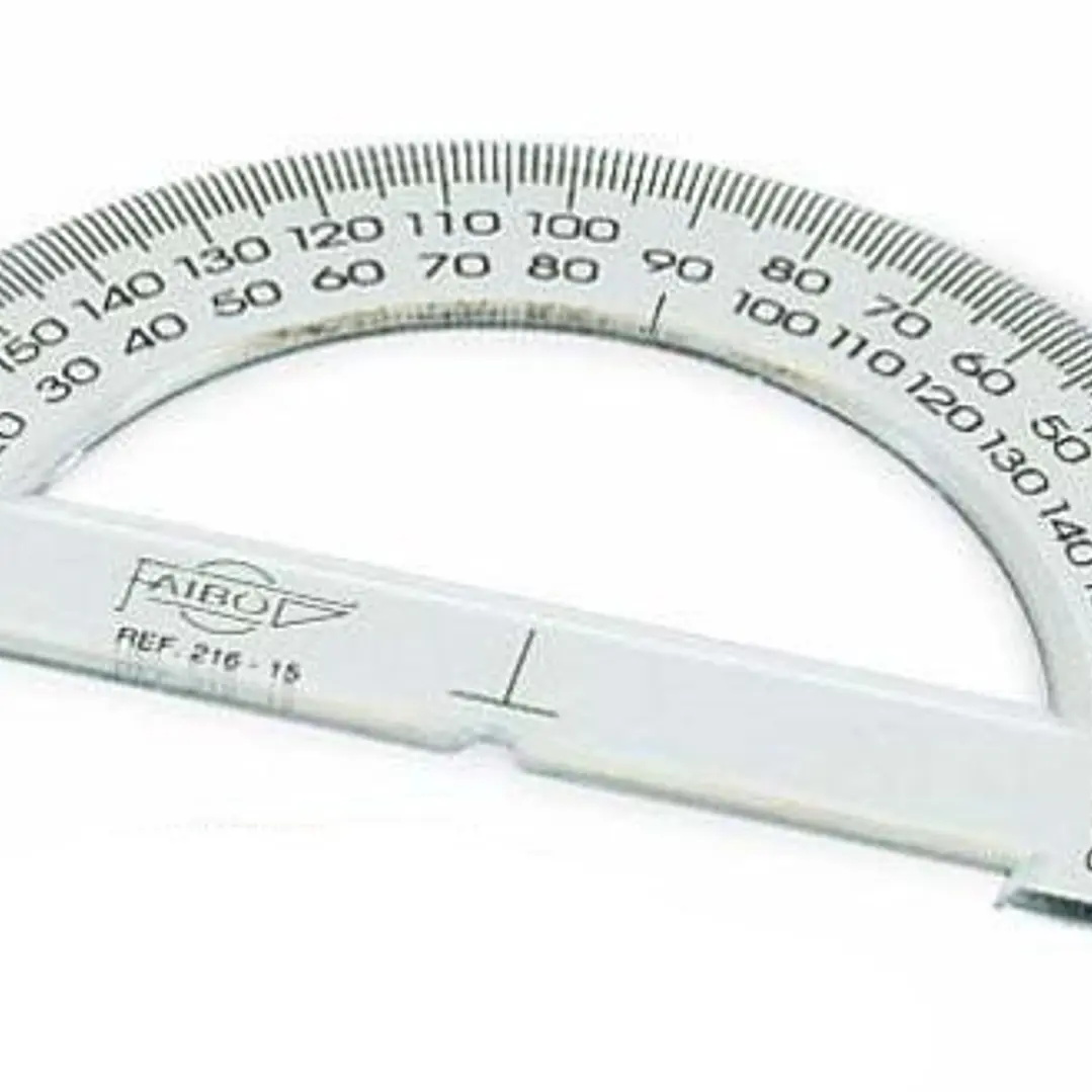 Faibo Semicirculo Escolar Graduado de 15cm - Biselado y Reborde para Tinta - Transparente 1