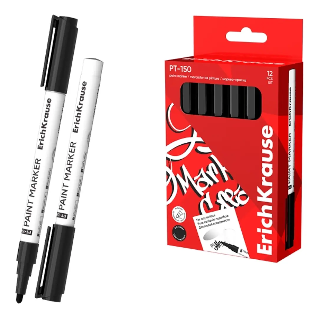 Erichkrause PT-150 Marcador de Pintura - Punta en Forma de Bala - Trazo de 1-2mm - Sistema de Suministro de Tinta de Valvula - Tinta Base de Agua - Cu 1